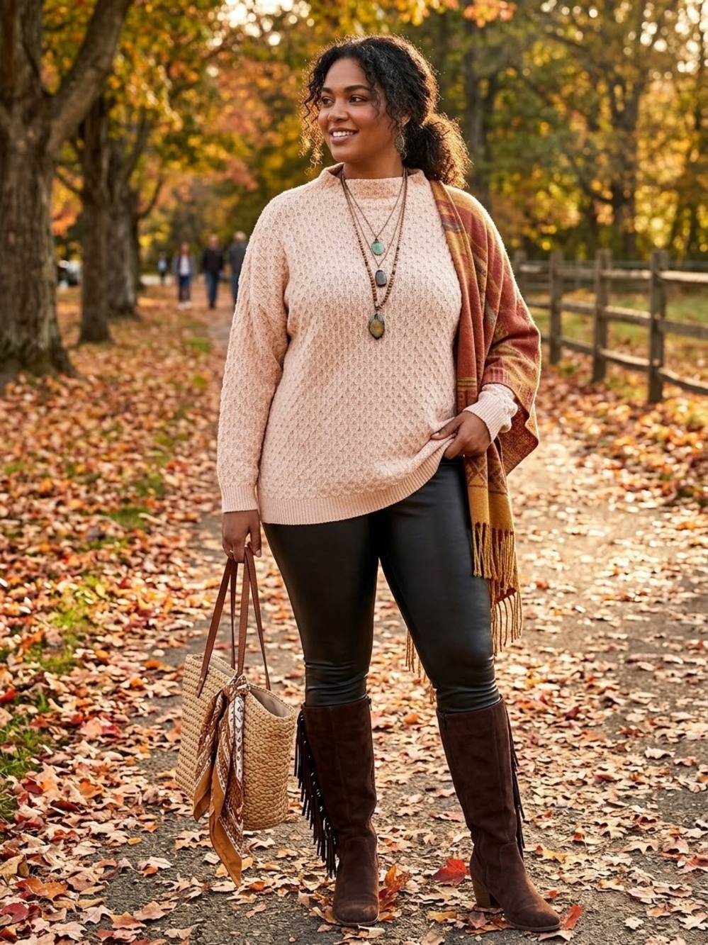 New tags Preswick & Moore pink Cable Knit mock neck Sweater plus 3X fall boho
